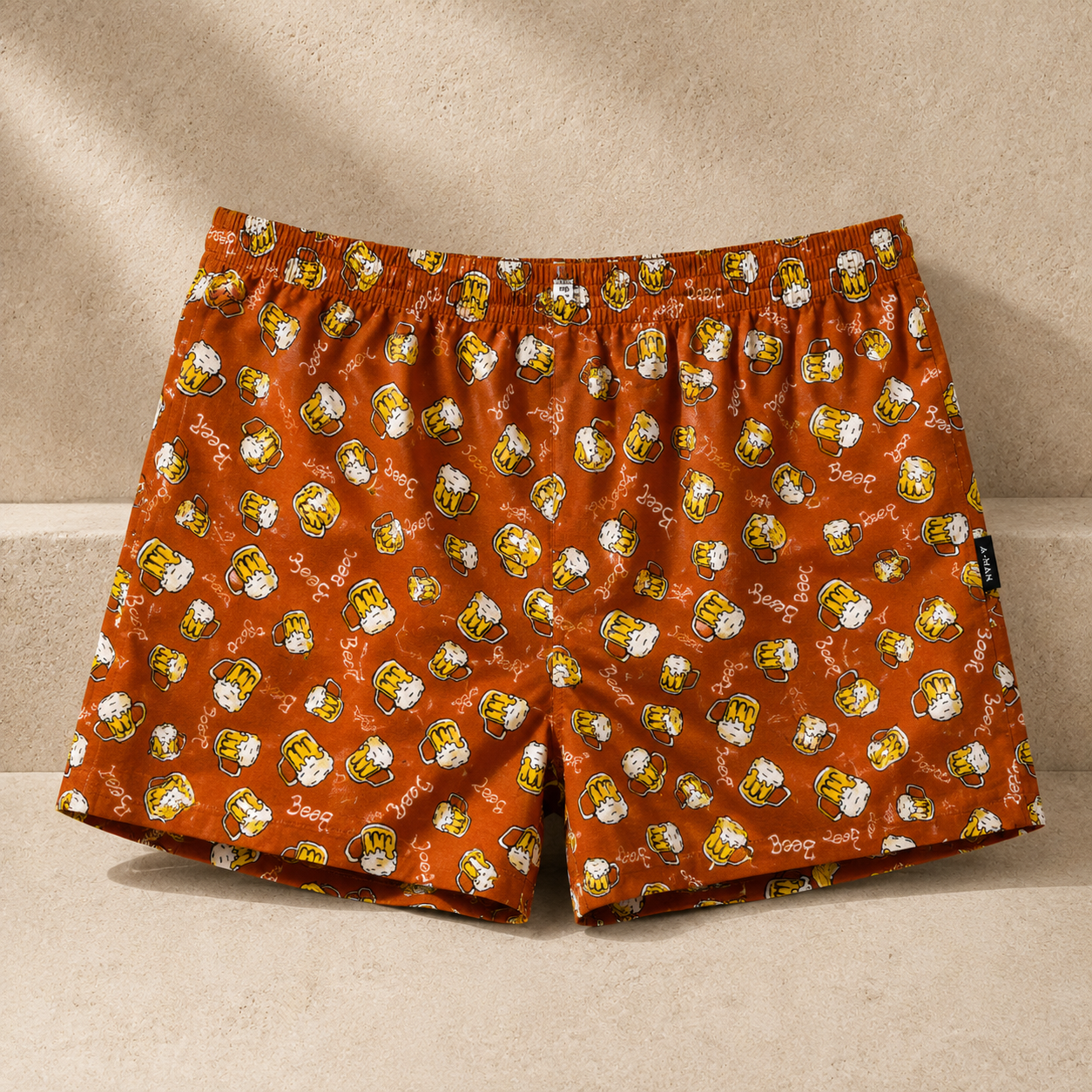 NOMO LUXE beer print rust 100% cotton boxer shorts