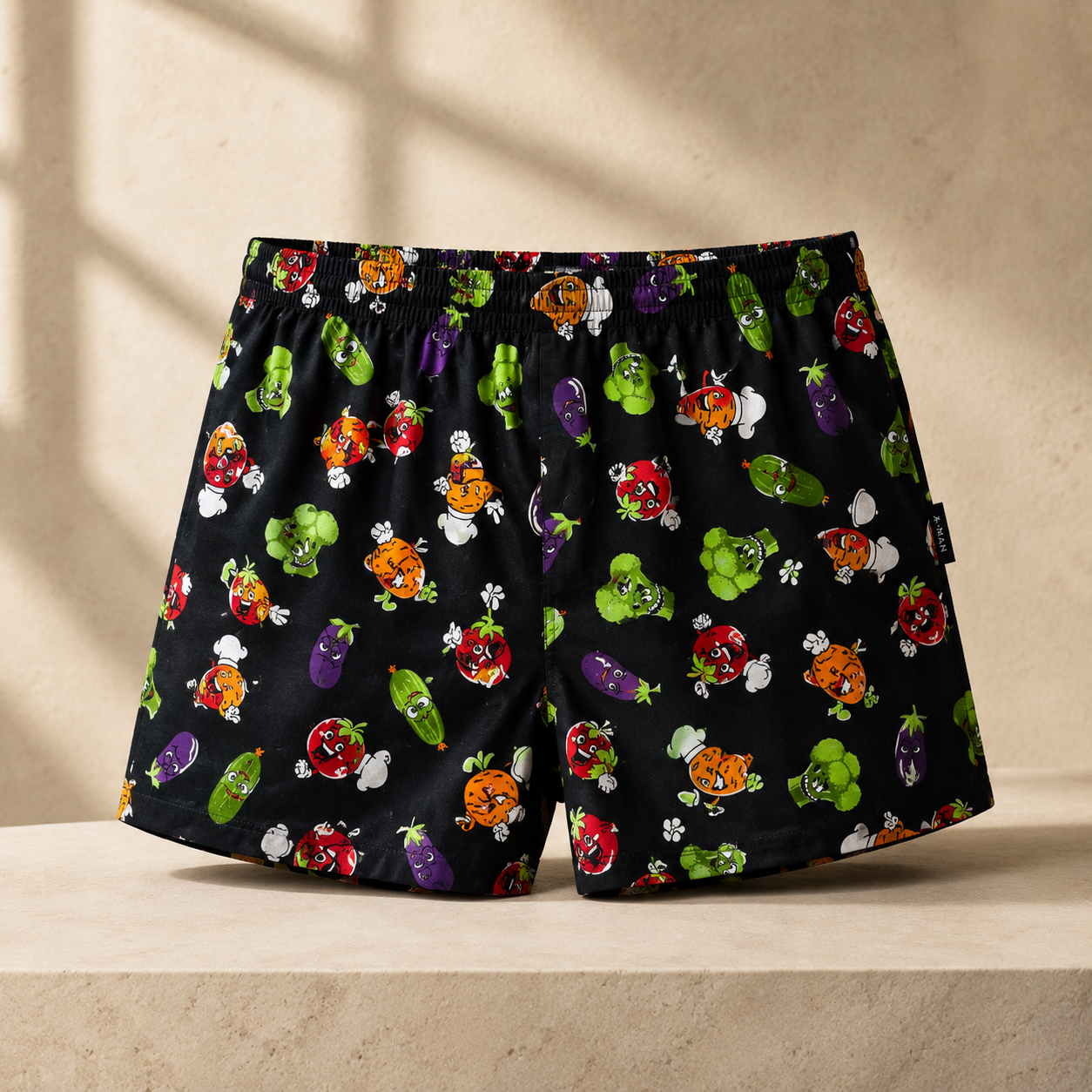 NOMO LUXE vegetable print black 100% cotton boxer shorts